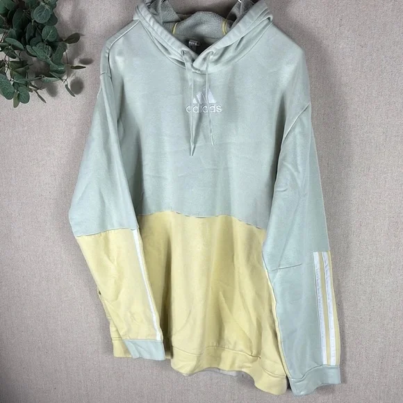 Adidas > Mint and Pastel Yellow Hoodie Oversized Extra Large - Picture 6 of 8